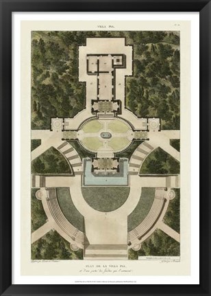 Framed Plan De La Villa Pia Print
