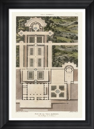 Framed Plan De La Villa Barberini Print