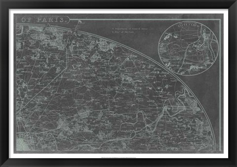 Framed Map of Paris Grid II Print
