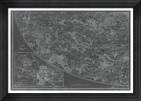 Framed Map of Paris Grid III Print