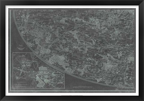 Framed Map of Paris Grid III Print