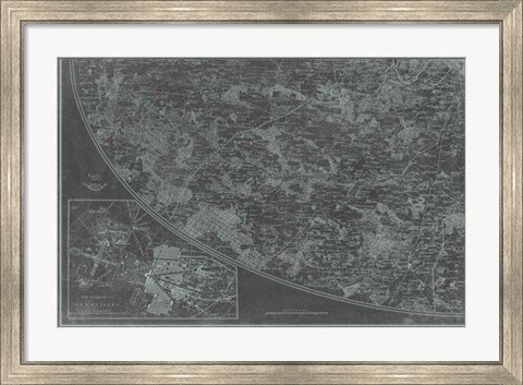Framed Map of Paris Grid III Print