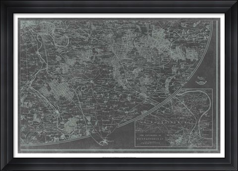 Framed Map of Paris Grid IV Print