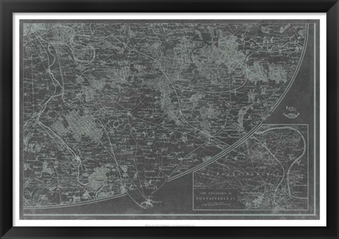 Framed Map of Paris Grid IV Print