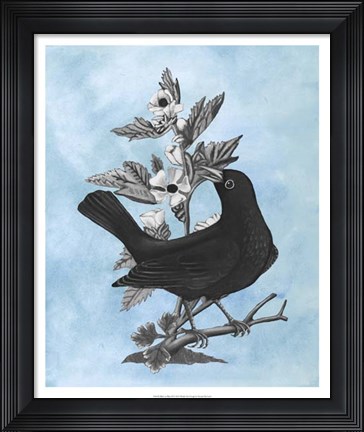 Framed Bird on Blue II Print