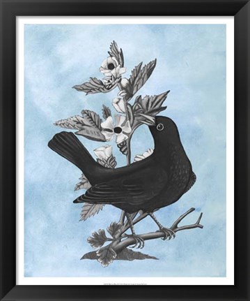 Framed Bird on Blue II Print