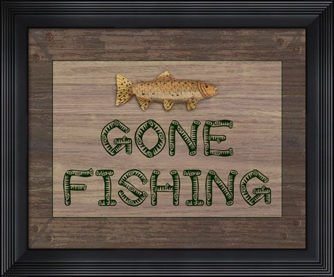 Framed Gone Fishing Sign Print