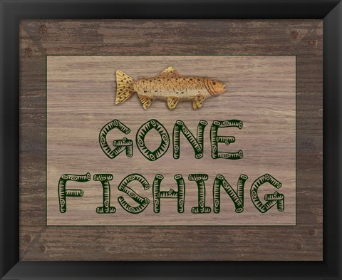 Framed Gone Fishing Sign Print