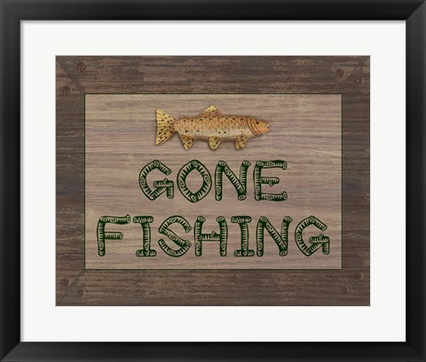 Framed Gone Fishing Sign Print