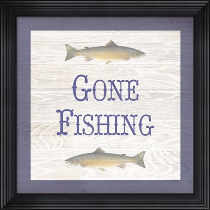 Framed Gone Fishing Salmon Print