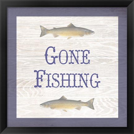 Framed Gone Fishing Salmon Print