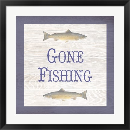 Framed Gone Fishing Salmon Print