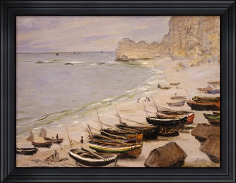 Framed Boats on the Beach at Etretat, 1883 Print