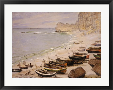 Framed Boats on the Beach at Etretat, 1883 Print