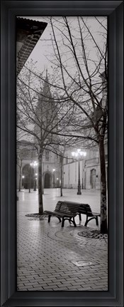 Framed Oviedo Cathedral y Bancs Print