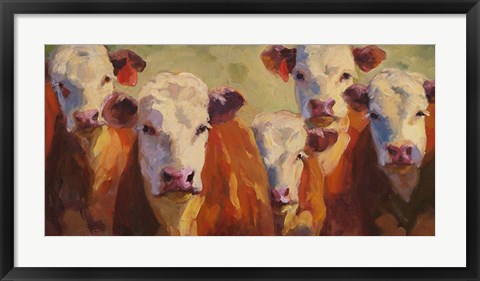 Framed Party of Five Herefords Print