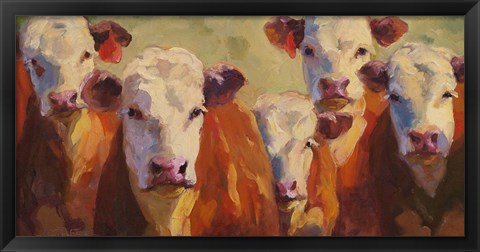 Framed Party of Five Herefords Print