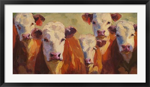 Framed Party of Five Herefords Print