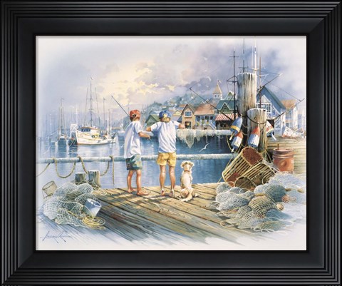 Framed Fishing Dock A Print