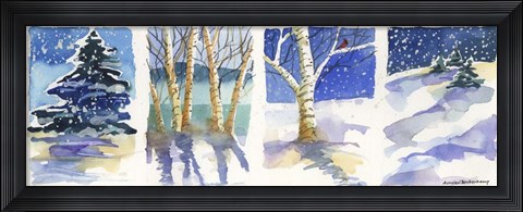 Framed Birch  Quadtych Print