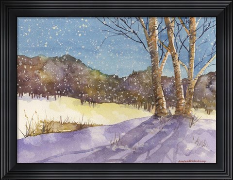 Framed Birch, Turquoise Sky Print