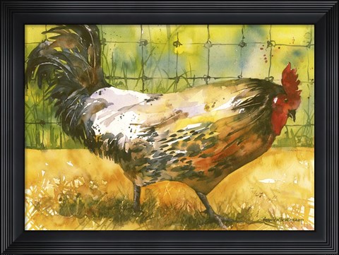 Framed Chicken Fence Print