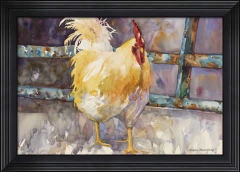 Framed Rooster Fence Print