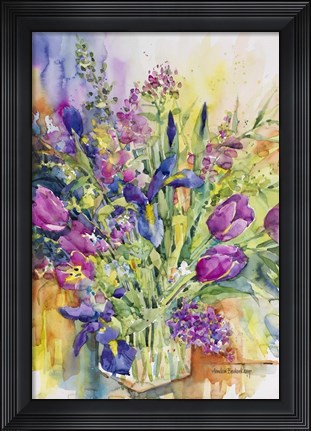 Framed Iris Blue And Tulips Too Print