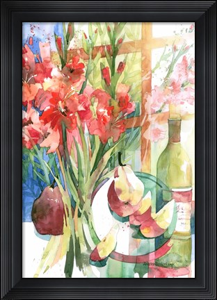 Framed Pears &amp; Gladiolas Print