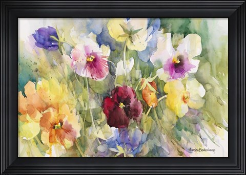 Framed Pansies Posing Print