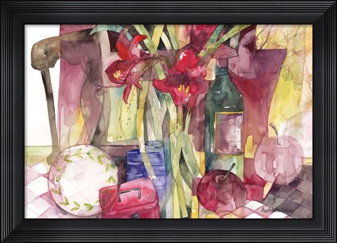 Framed Red Amarylis Print