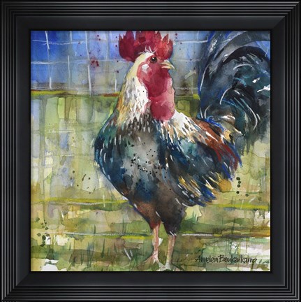 Framed Fenced Fowl Print
