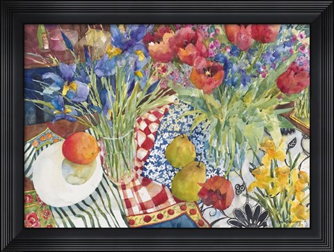 Framed Flowers and Fruit Print