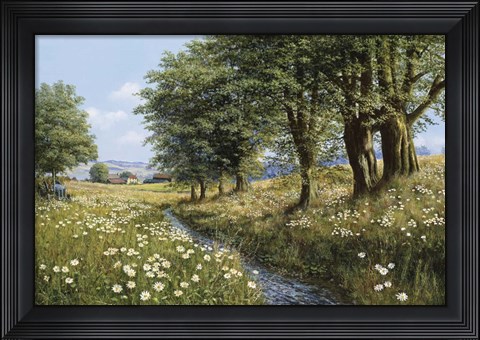 Framed Beeches And Daisies Print