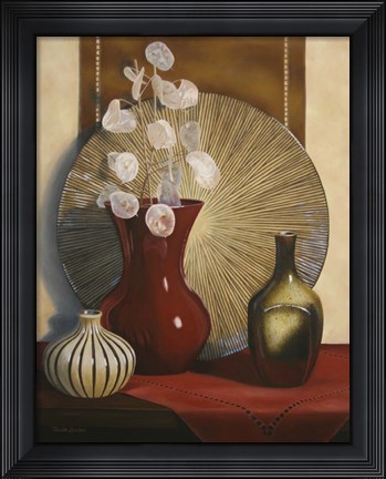 Framed Still Life with Red Vase Print