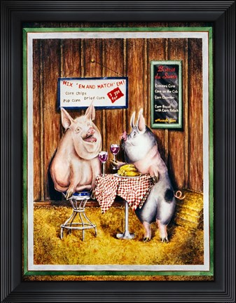 Framed Wine, Dine &amp; Swine Print