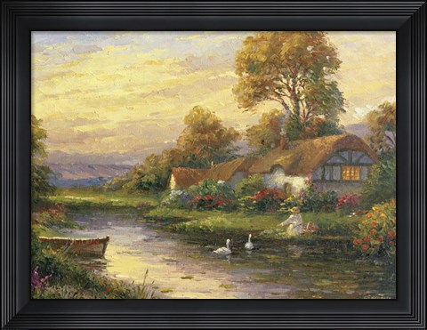 Framed Lakeside Cottage Print