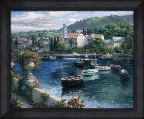 Framed Harbor Boats Print