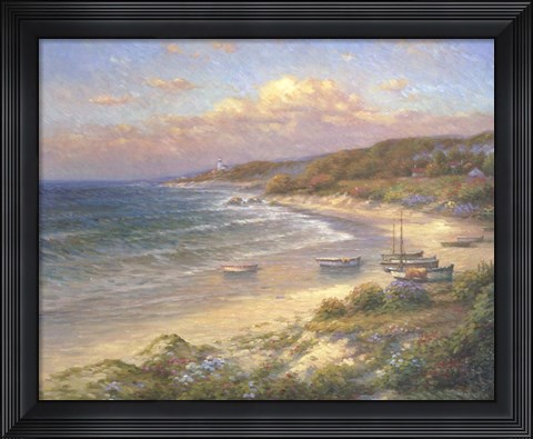 Framed Moored on the Beach Print