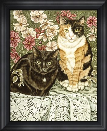 Framed Cosmos &amp; Lace Print