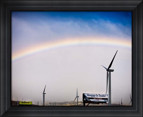 Framed Rainbow and Windmills Print