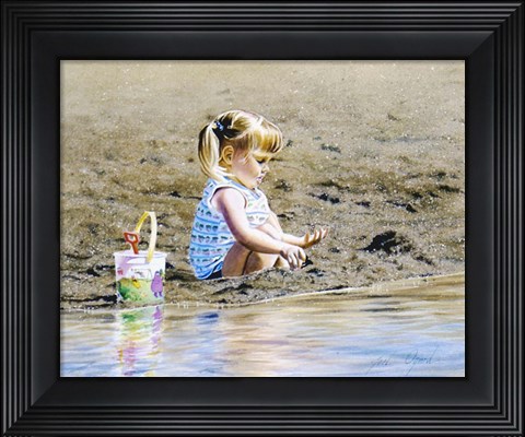 Framed Playing In The Sand Print