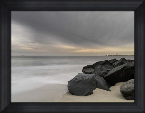 Framed Two Ships and the Approaching Winter Storm Print