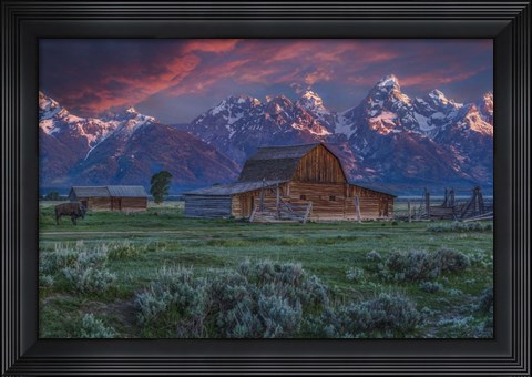 Framed Mormon Row Barn Sunrise Print