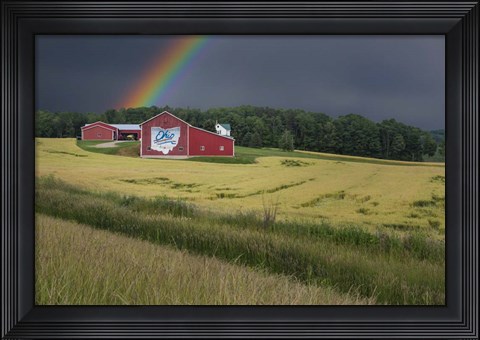 Framed Ohio Farm Rainbow Print