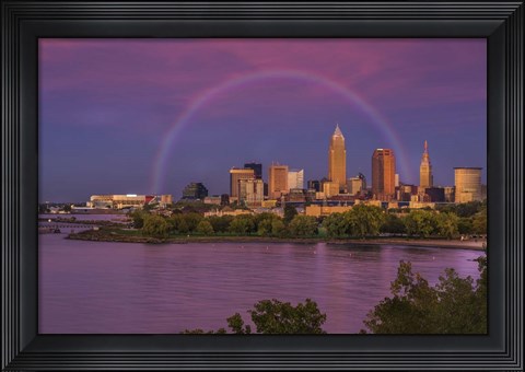 Framed Rainbow over Cleveland Print