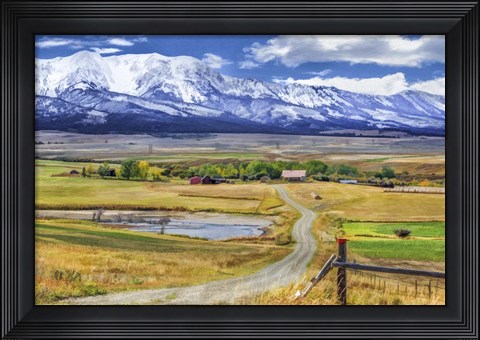 Framed Montana Farm (Watercolor) Print