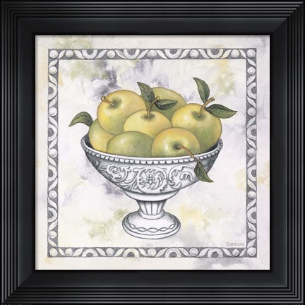 Framed Green Apples In A Silver Bowl Print
