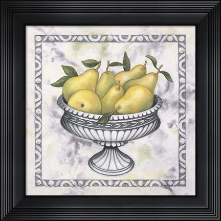 Framed Pears In A Silver Bowl Print