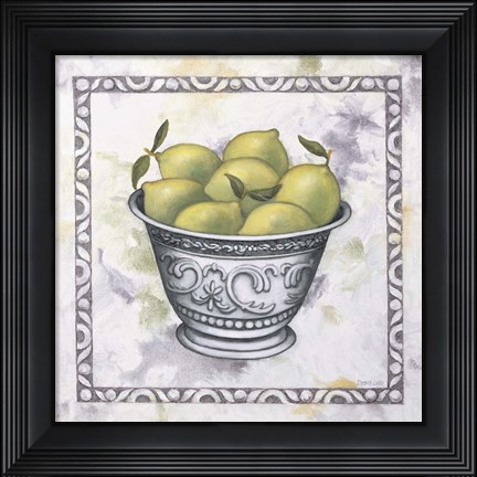 Framed Limes In A Silver Bowl Print
